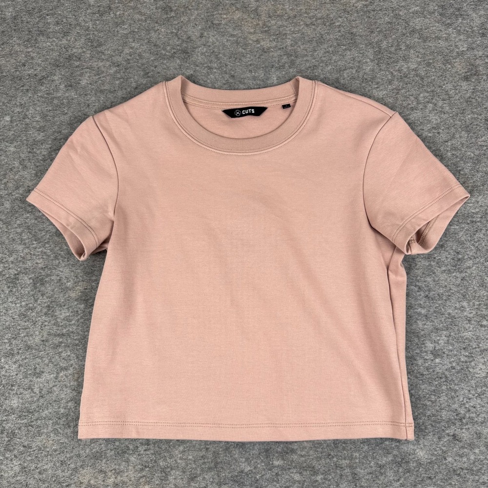 CUTS Pale Pink Crop Top Cropped Cotton Tee Womens Small S
